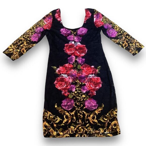 Venus Floral Lace Bodycon 3/4 Sleeves With Scoop Neck Women’s Size Large - Picture 6 of 7